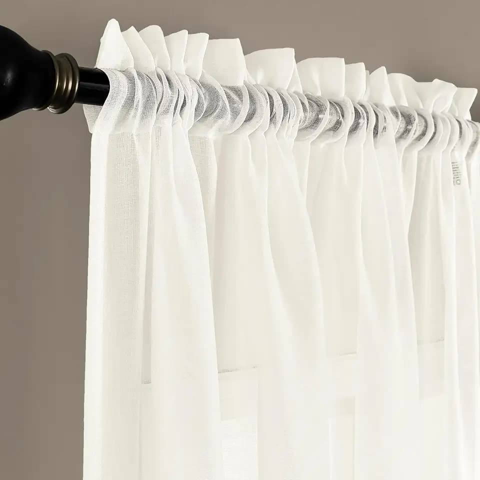 Sheer White Curtains, Sheer Curtains 63 inch Length 2 Panels Set, Rod Pocket Voile Fimly Sheer Drapes for Living Room/Bedroom, Light Filtering Curtain for Small Window 2pcs, Each 52" W x 63" L