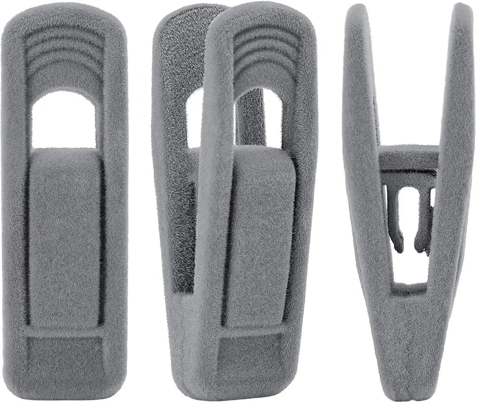 Velvet Hangers Clips, Pants Hangers Velvet Clips(20pc, Grey)