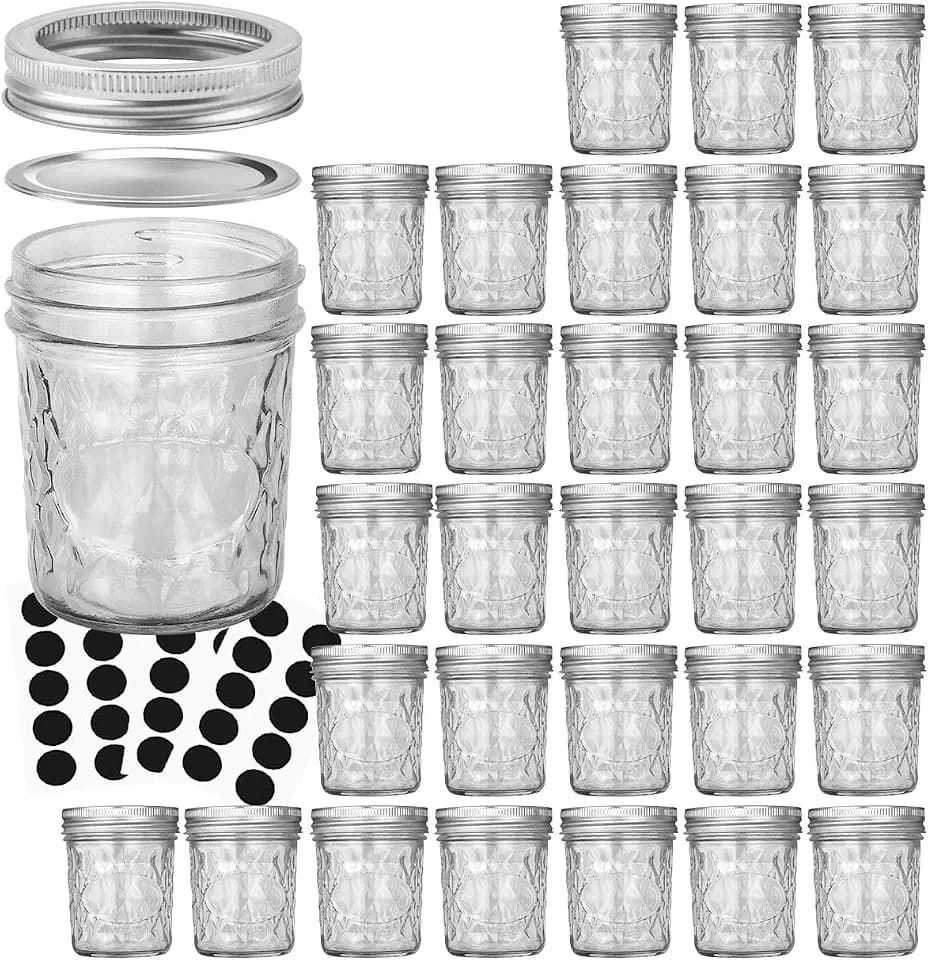VERONES Mason Jars, 30 PACK 6oz Canning Mason Jars Jelly Jars With Lids