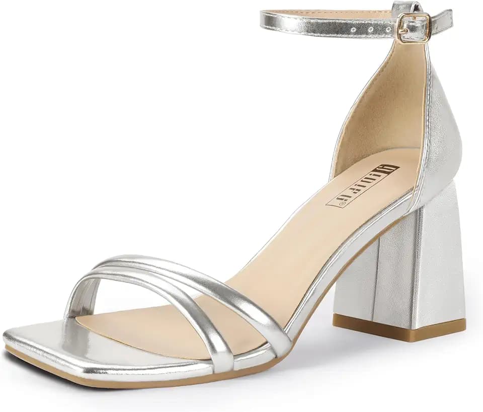 IDIFU IN3 Women's Strappy Chunky Block Heels Square Toe Heeled Sandals