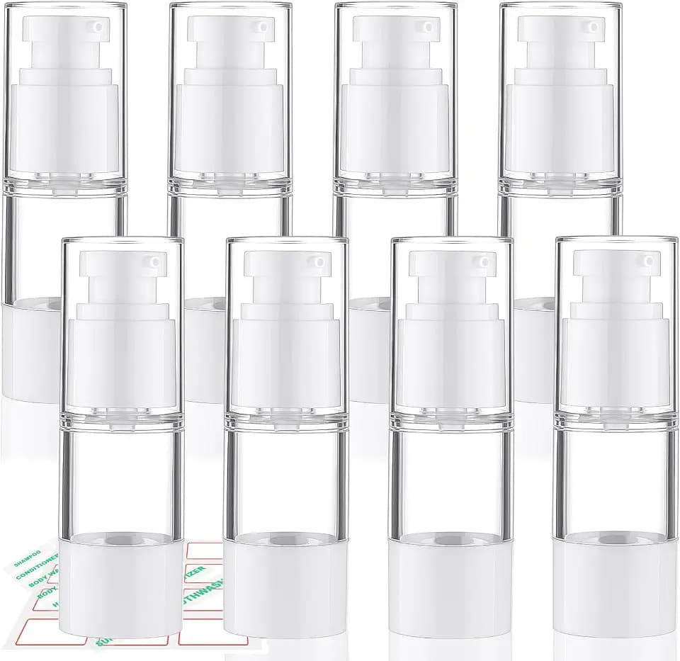 Cosywell Airless Pump Bottles 8 Pack 0.5oz Empty Moisturizer Pump Dispenser
