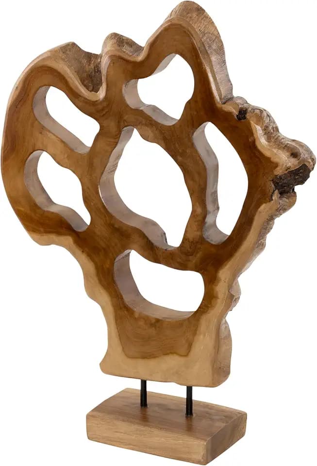 Deco 79 Teak Wood Abstract Handmade Decorative Sculpture Home Decor Statue, Accent Figurine 16" x 8" x 25", Brown