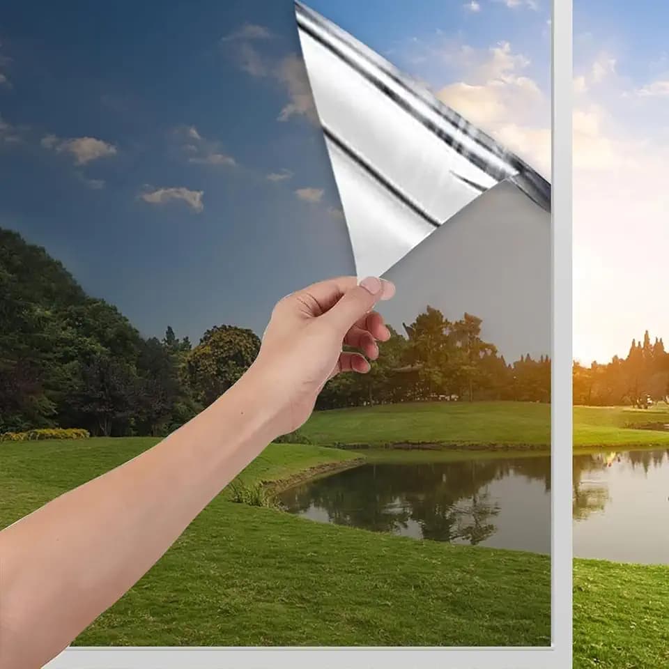 Fensterfolie Sichtschutzfolie Selbstklebend Spiegelfolie Sichtschutz Reflektierende Fensterfolie Wärmeisolierung Sonnenschutzfolie UV-Schutz Fensterfolie