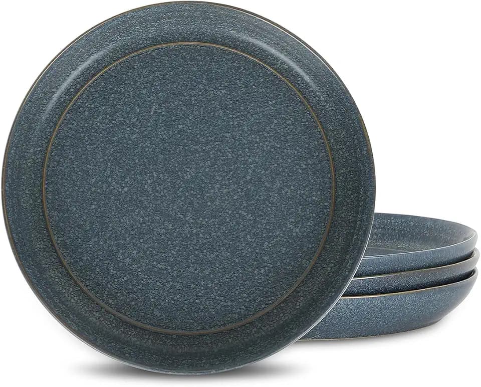 Stone Lain Elio 4-Piece Salad Plate Set Stoneware, Blue