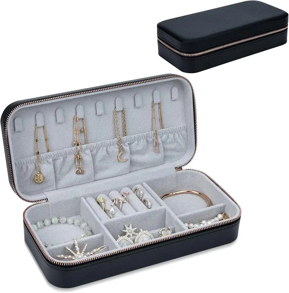 Travel Jewelry Box Jewelry Organizer for Travel Jewellery Organizers Box Jewelry Box for Women on Hallowmas Christmas Valentine's Birthday Black