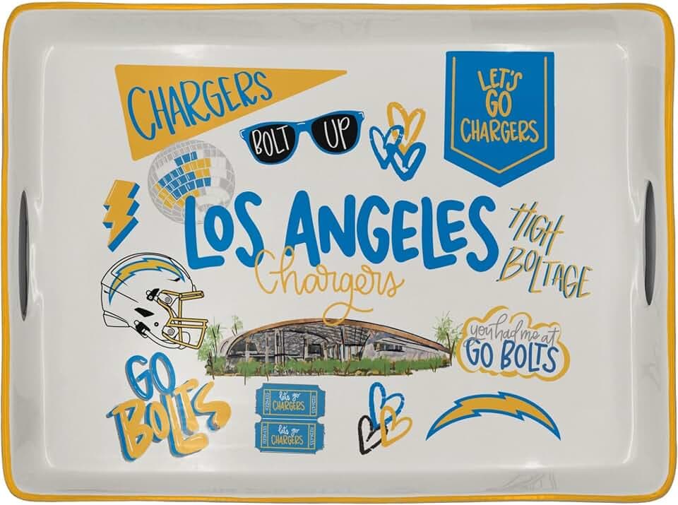 NFL Los Angeles Chargers Loco Fan Large Serving Tray w/Handles