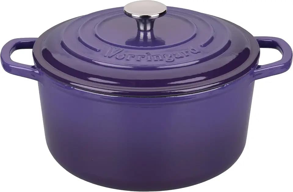 VORRINGARD Enameled Cast Iron Dutch Oven Pot with Lid, for Sourdough Bread Baking, Round Dutch Ovens, 4.5 Quart, Purple