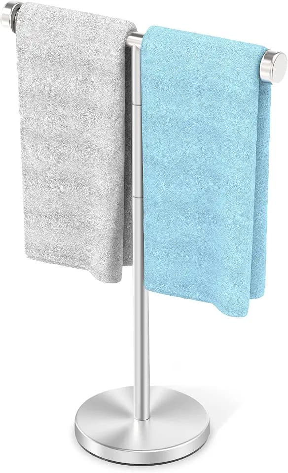 VEHHE T-Shape Hand Towel Holder Stand Height Adjustable Non-Slip-Silver