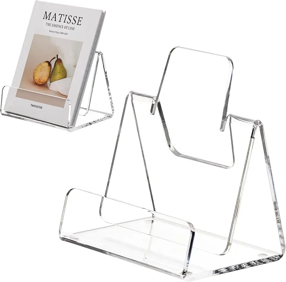 Acrylic Book Stand, Clear Display Easels, A5 Book Display Holder 2 Pack