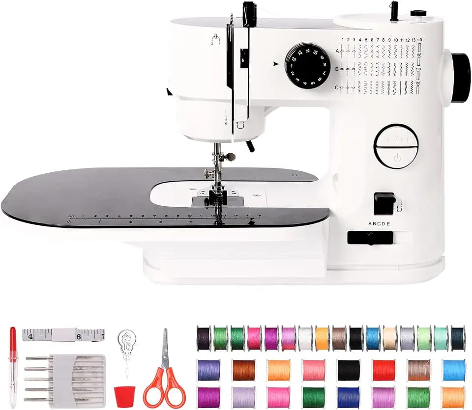 Twin Needle Sewing Machine, 39 Stitches, Portable Electric for Beginners