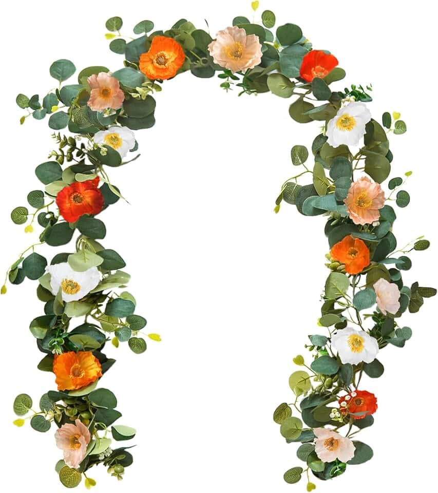 Artificial Poppies Flower Garland Poppy Fall Decor(Mixed Colors)