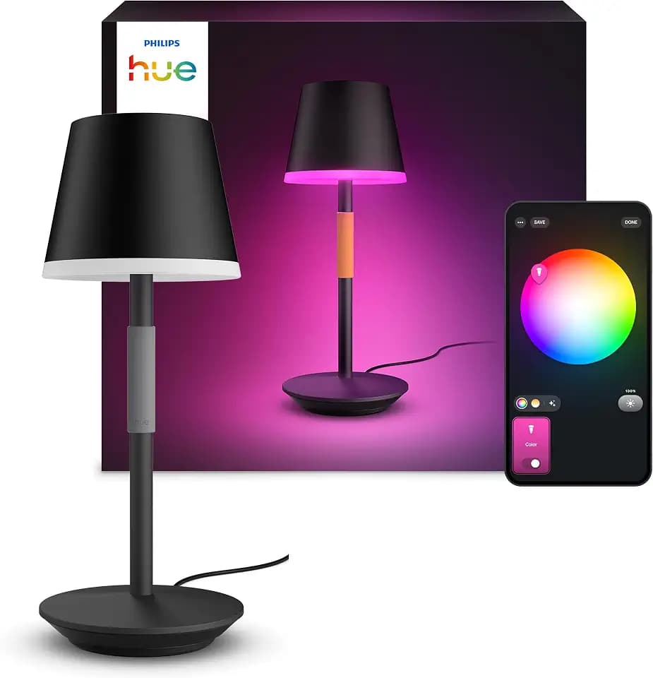 Philips Hue Go Tischleuchte, für den Innen- & Außenbereich, Schwarz