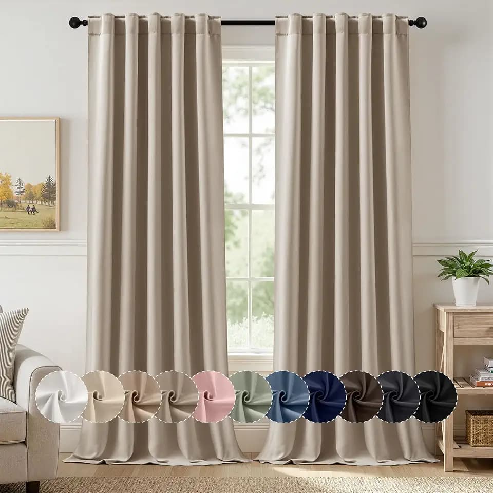 MIULEE Taupe Pinch Pleat Blackout Curtains 40x96 Inch Length 2 Panels Set