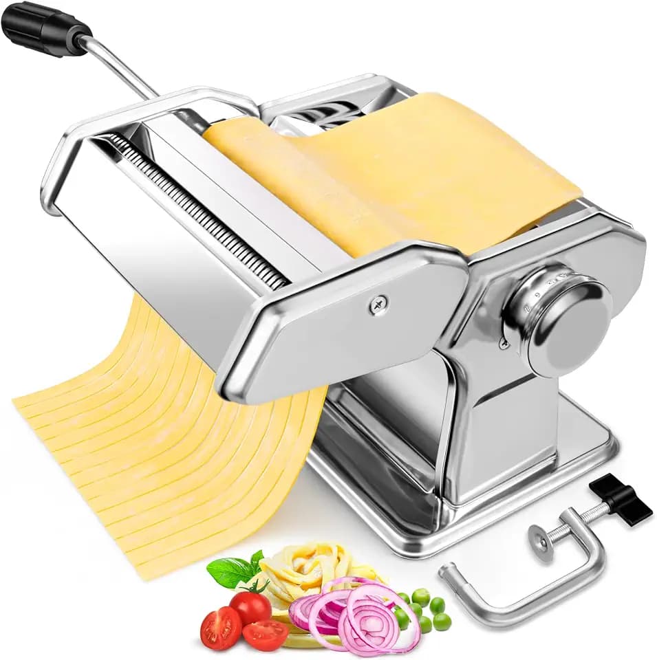 Pasta Maker - 7 Thickness Settings Roller & 2 Width Cutters Pasta Machine