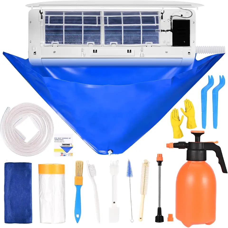 14Pcs Mini Split Cleaning Kit, Professional Mini Split Cleaning Bag with 2L High-Pressure Sprayer & Gloves, AC Cleaning Kit for Wall-Mounted Air Conditioners - Large