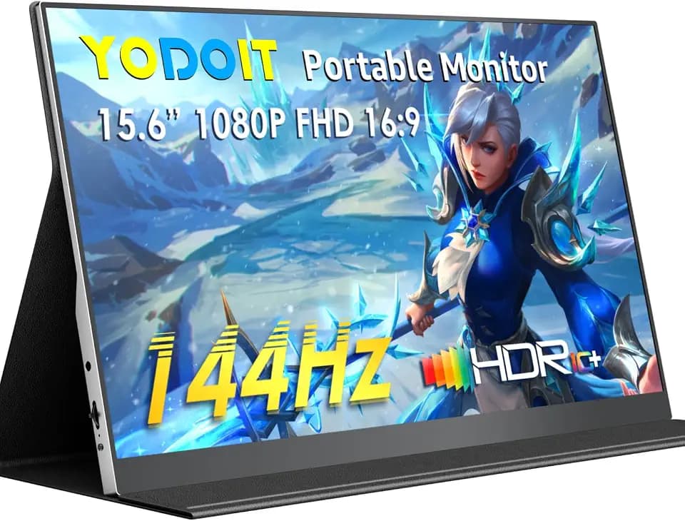 Yodoit Portable Monitor 15,6 Zoll 144hz 1920 x 1080 FHD Tragbarer Monitor IPS-Display mit USB Typ C Eingebaute Lautsprecher Eye Care Bildschirm für PC, Laptop, Xbox, PS 3/4/5, Switch und TV