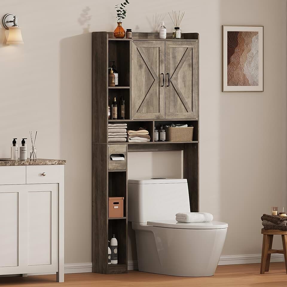 Over the Toilet Storage Cabinet, 31”W Bathroom Organizer