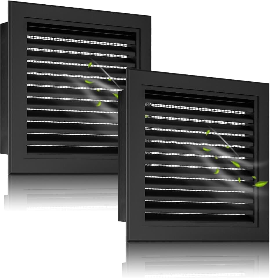 2-Pack 10"x10" Aluminum Gable Vents with Screen, Black