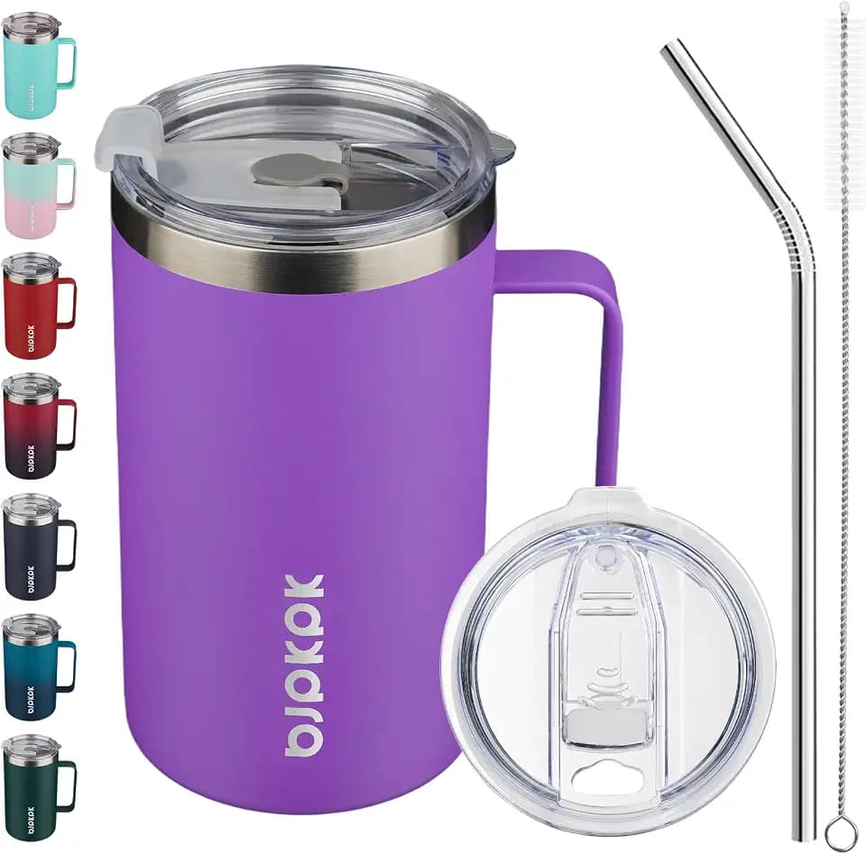 BJPKPK 25oz Insulated Coffee Mug with Handle, Stainless Steel Travel Mug