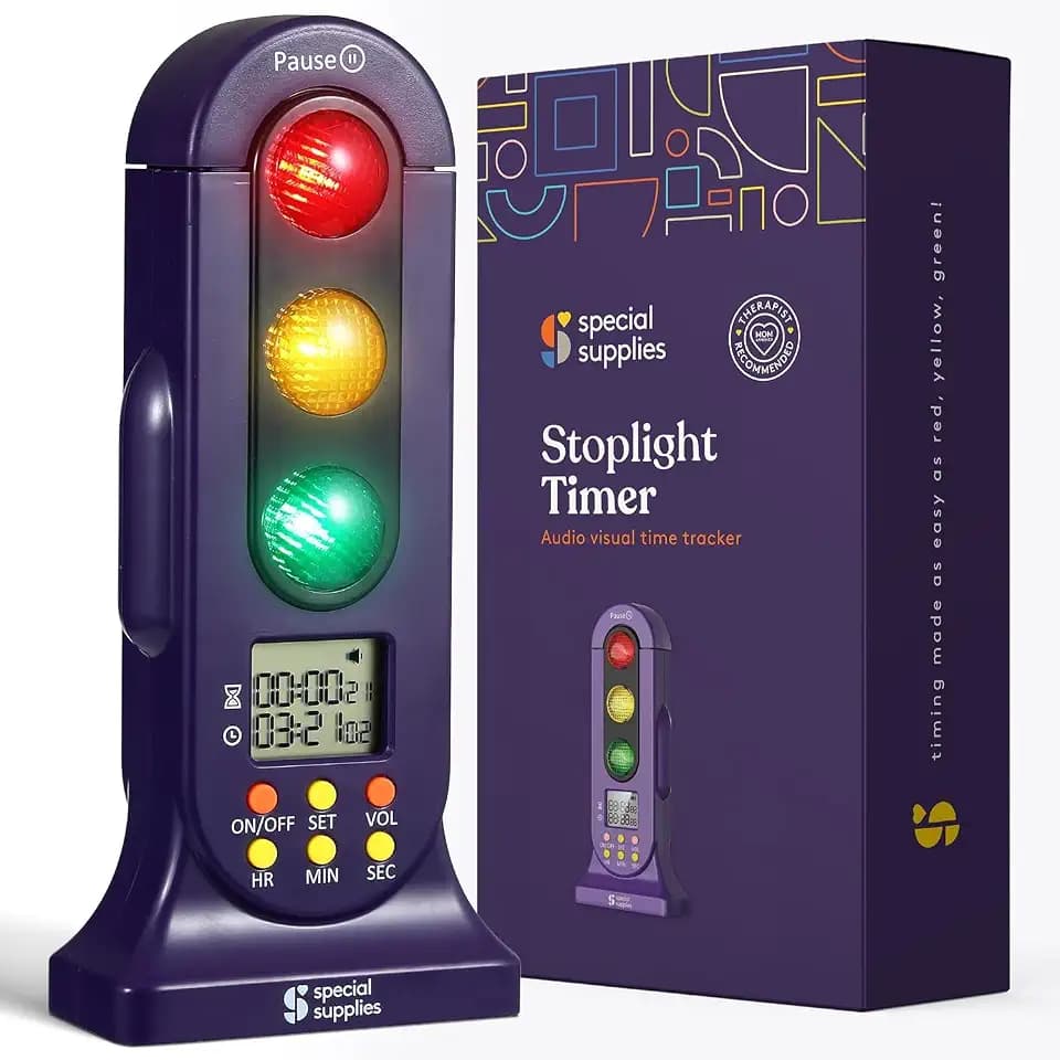 Special Supplies Stoplight Audio Visual Timer for Kids with Lights and Stopwatch Timer - Home and Classroom Timer for Time Management and Routines - Ages 3+
