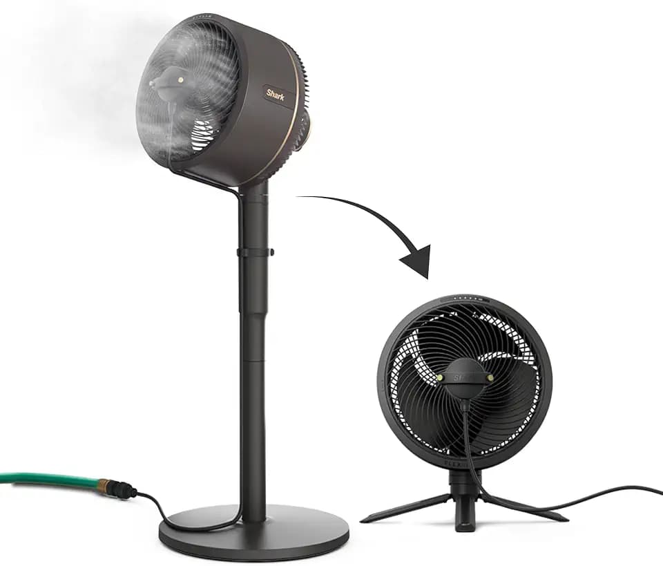 Shark FlexBreeze 2-in-1 Fan with Misting Attachment, Charcoal, FA222