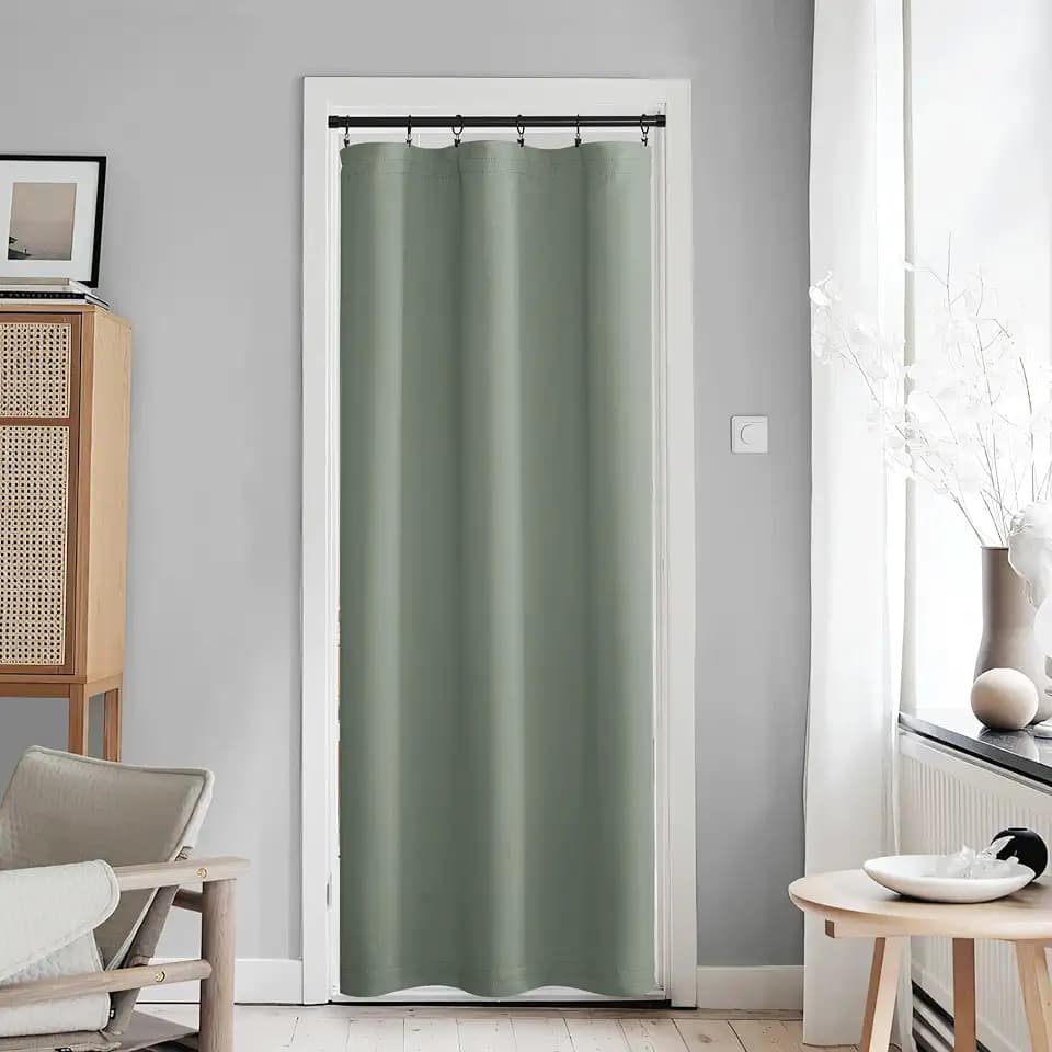 NICETOWN Greyish Green French Sidelight Door Window Curtain for Window