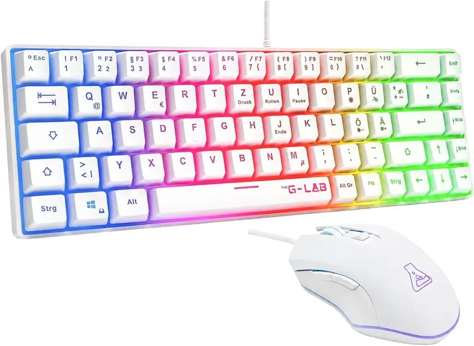 The G-Lab Combo Hydrogen - Set Gaming-Tastatur und Maus Weiß QWERTZ DE