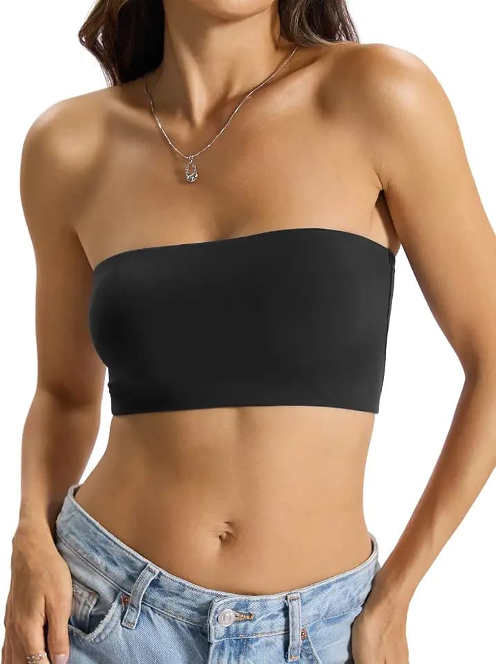 EasyGala Womens Double Lined Tube Top Non-Padded Strapless Bandeau Tank Top