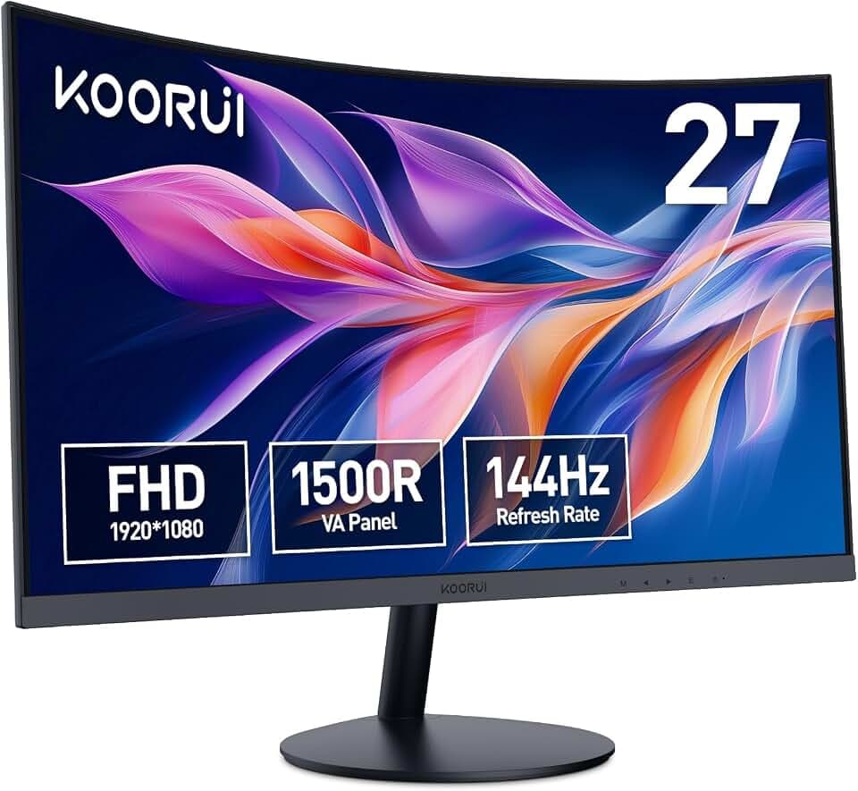 KOORUI 27 Zoll Curved Monitor 144Hz Bildschirm Full HD 3000:1 27N5CA