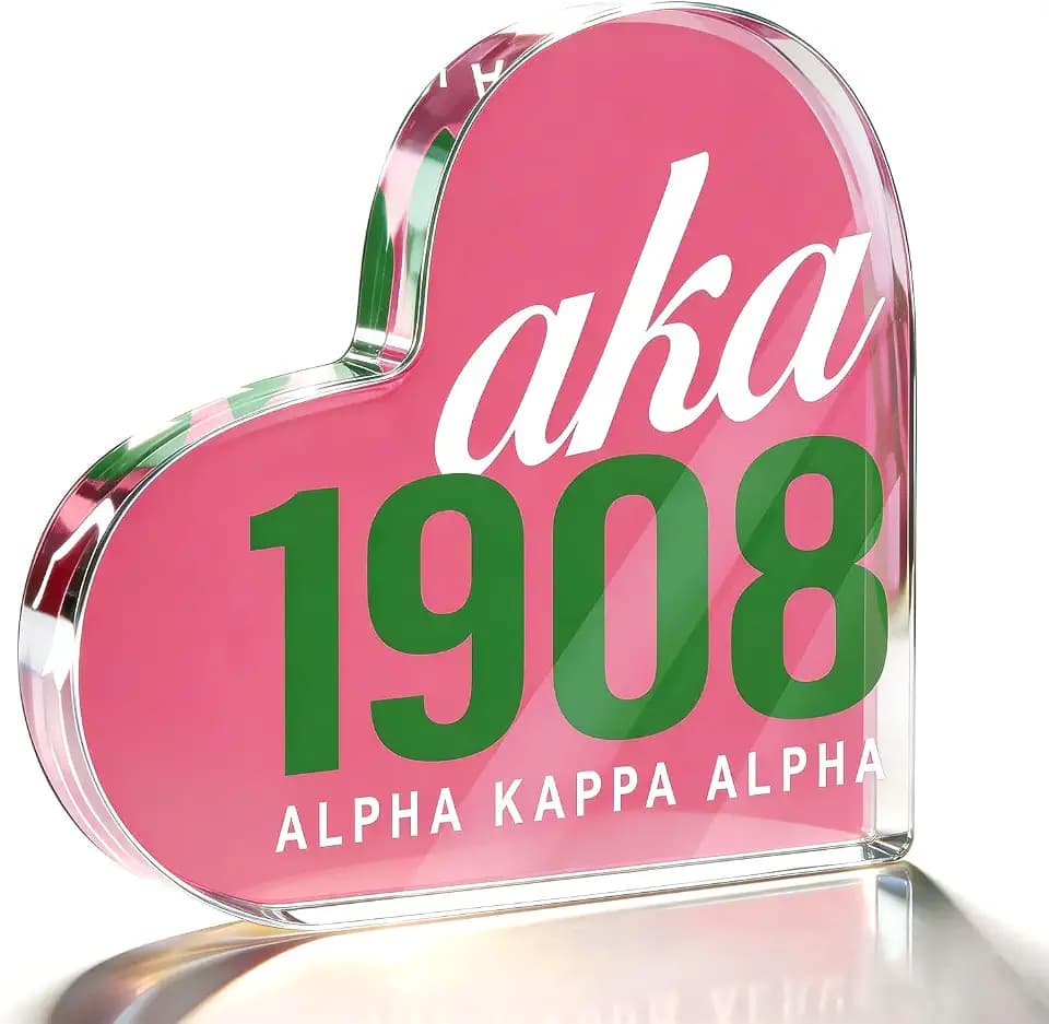 1908 Aka Sorority Gifts for Women, Pink and Green Greek Paraphernalia Acrylic Decor Sign for Party Souvenirs, Greek Sorority Themed Gifts, Alpha Kappa Alpha Sorority Themed Stuff