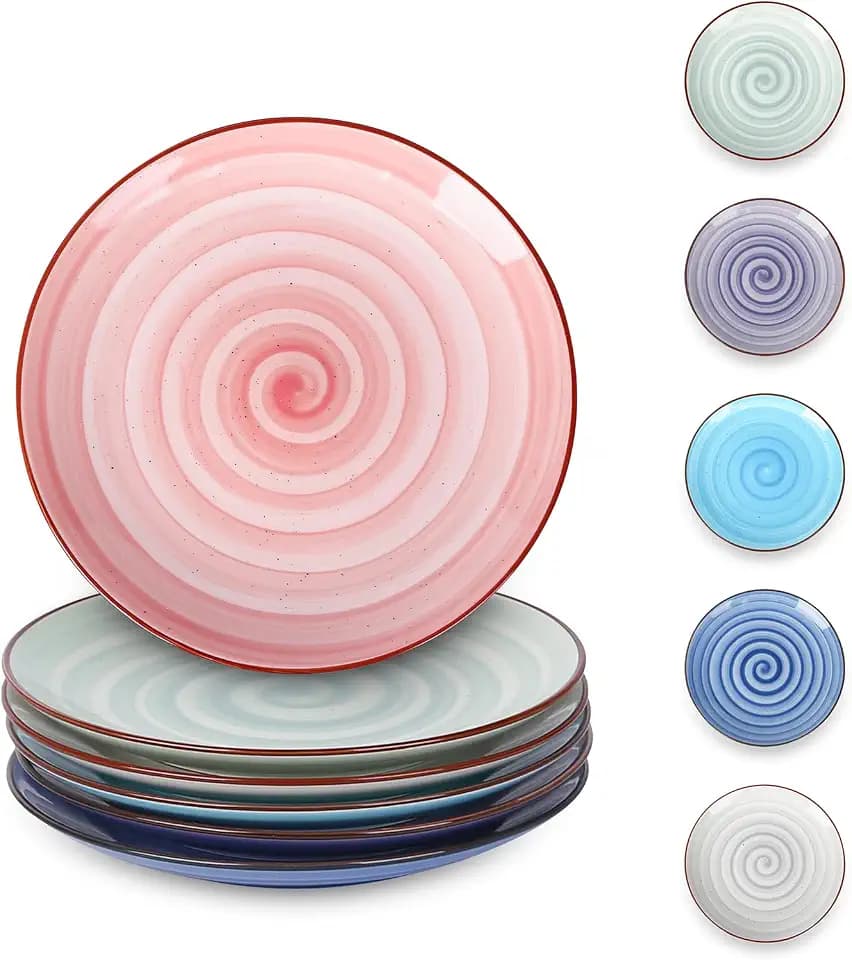 Selamica Ceramic Dessert Plates Set of 6, 6 Inch Appetizer Plate for Kitchen, Microwave Dishwasher Safe, Gradient Color