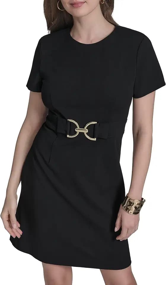 Halston Women's Short Sleeve Scuba Sheath Dress