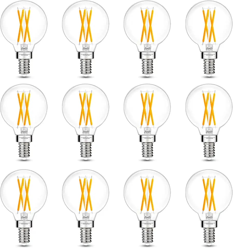 E12 G16.5 Globe LED Bulb, 2700K Warm White, 60W Equivalent, Dimmable