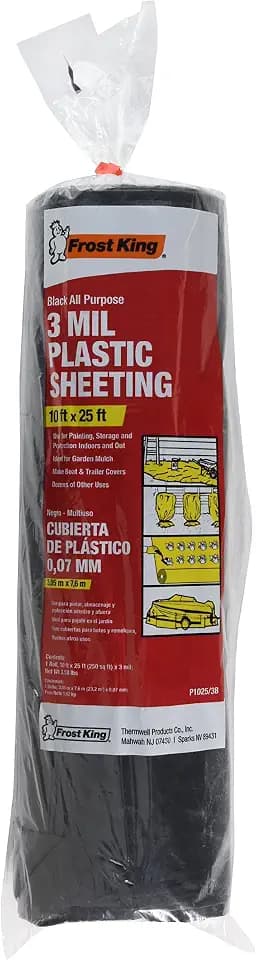 Frost King P1025/3B Polyethylene Sheeting, 10' x 25' x 3 mil., Black
