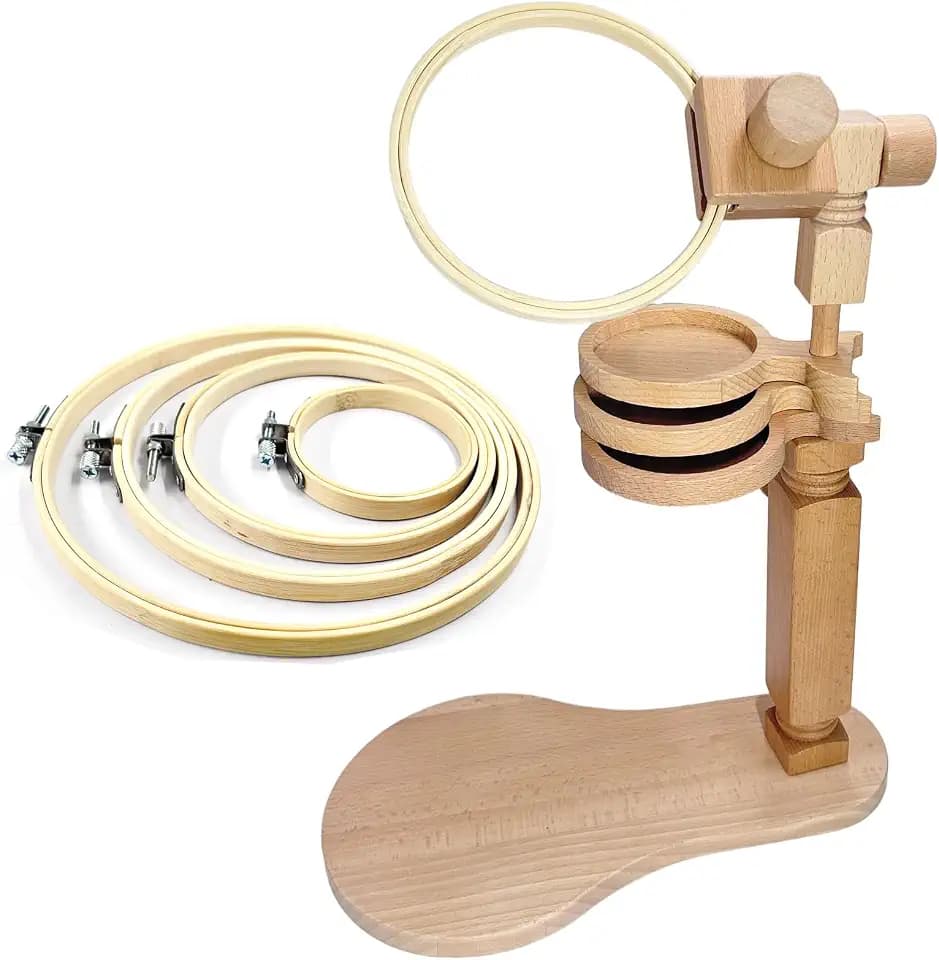 Biaungdo Adjustable Rotated Embroidery Hoop Stand with 5 Pack 5 Sizes