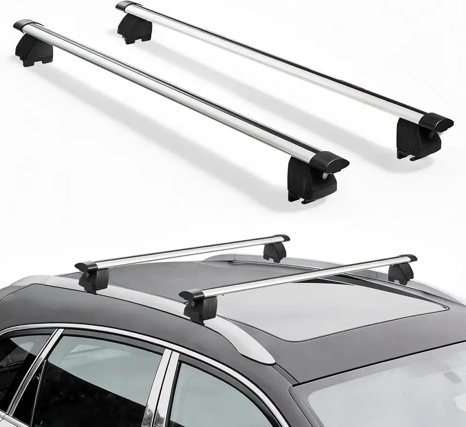 VEVOR 2 x Dachgepäckträger Querträger 75 kg Tragkraft, Abschließbare Dachträger für PKW SUV, Passend für Bündige Dachreling, 180-1035 mm Relingabstand, für Dachbox Kanu Fahrrad Transportkorb