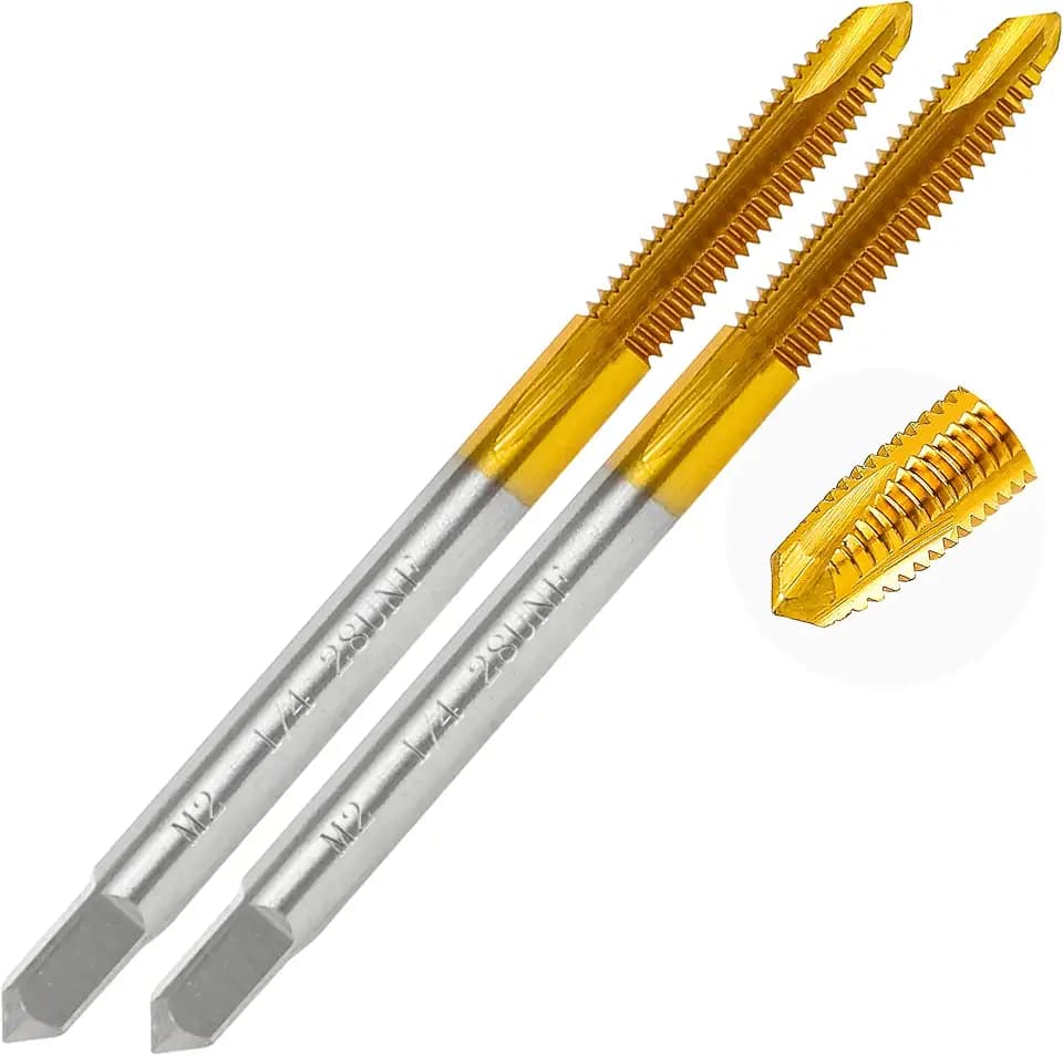 2Pcs 1/4"-28 UNC Spiral Point Thread Tap for Stainless Steel and Metal