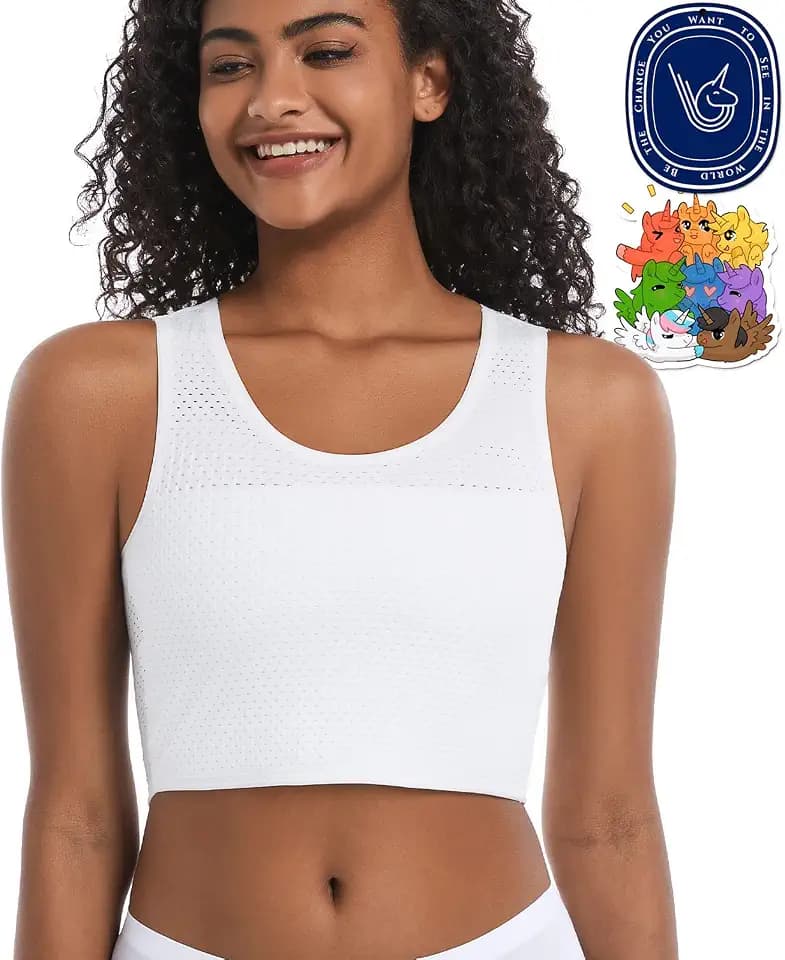 LGBT UNICORNS Brustbinder Chest Binder – Atmungsaktives Mesh-Kompressionstop, Starke Brustkompression, Pullover-Design, Flache Nähte, Rollt Nicht Hoch, für Nonbinary Tomboy Transgender FTM