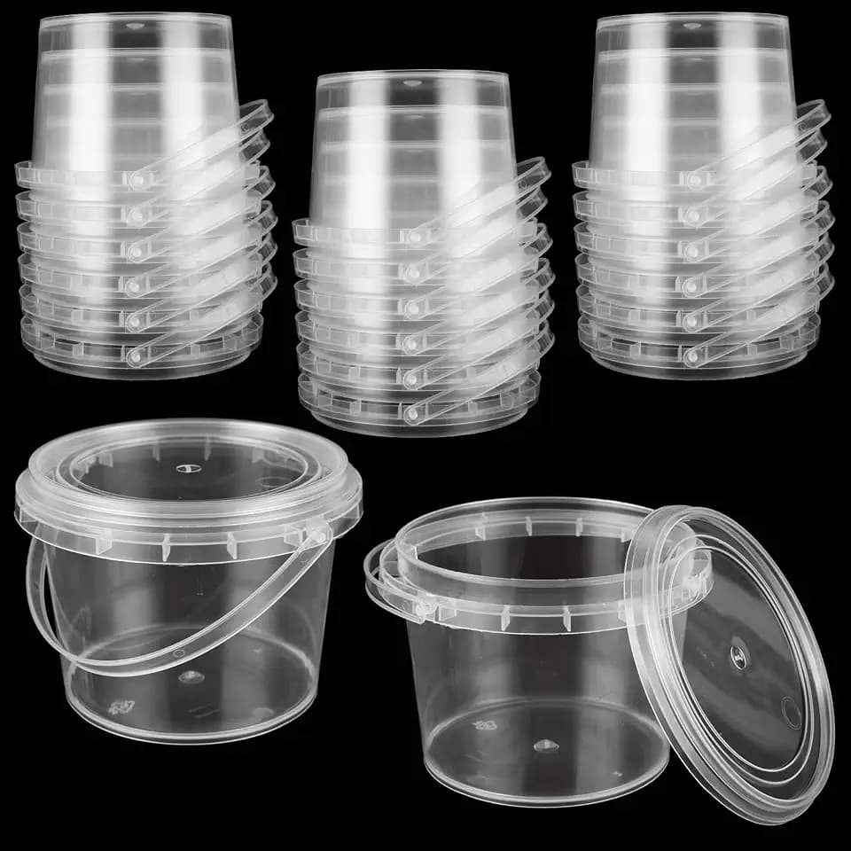 80 PCS 10 oz Slime Containers with Lids and Handles, 300ml Plastic Storage Bucket Containers, Clear Slime Storage Case for Slimes DIY Art Craft, Pigment, Small Tools, Part Material