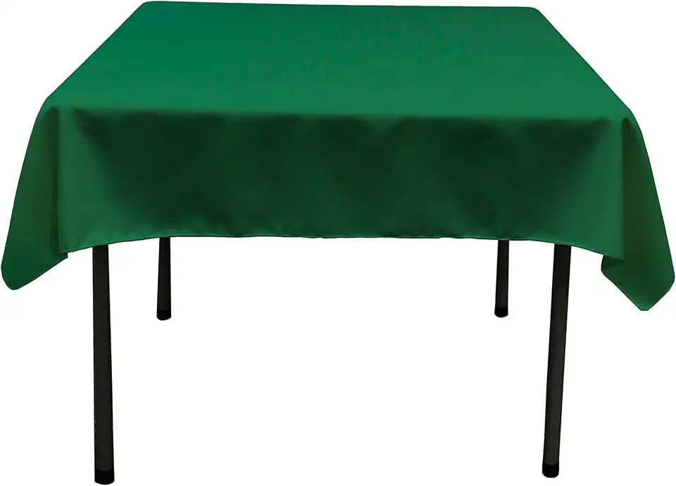 LA Linen Polyester Poplin Washable Square Tablecloth, Stain and Wrinkle Resistant Square Table Cover 52x52, Fabric Table Cloth Square for Dining, Kitchen, Party, Holiday 52 by 52-Inch, Emerald Green