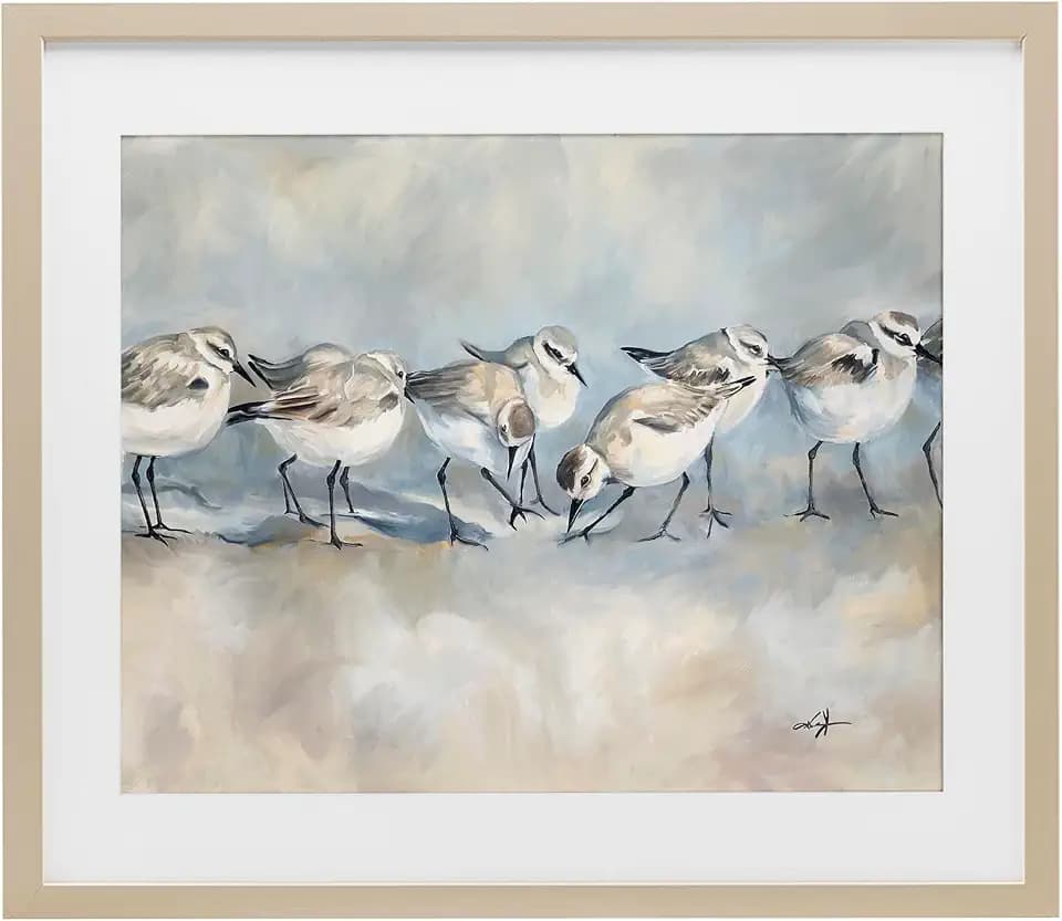 Shore Birds Beach Calm Coastal, 17 x 21 Inch Framed Print Under Glass