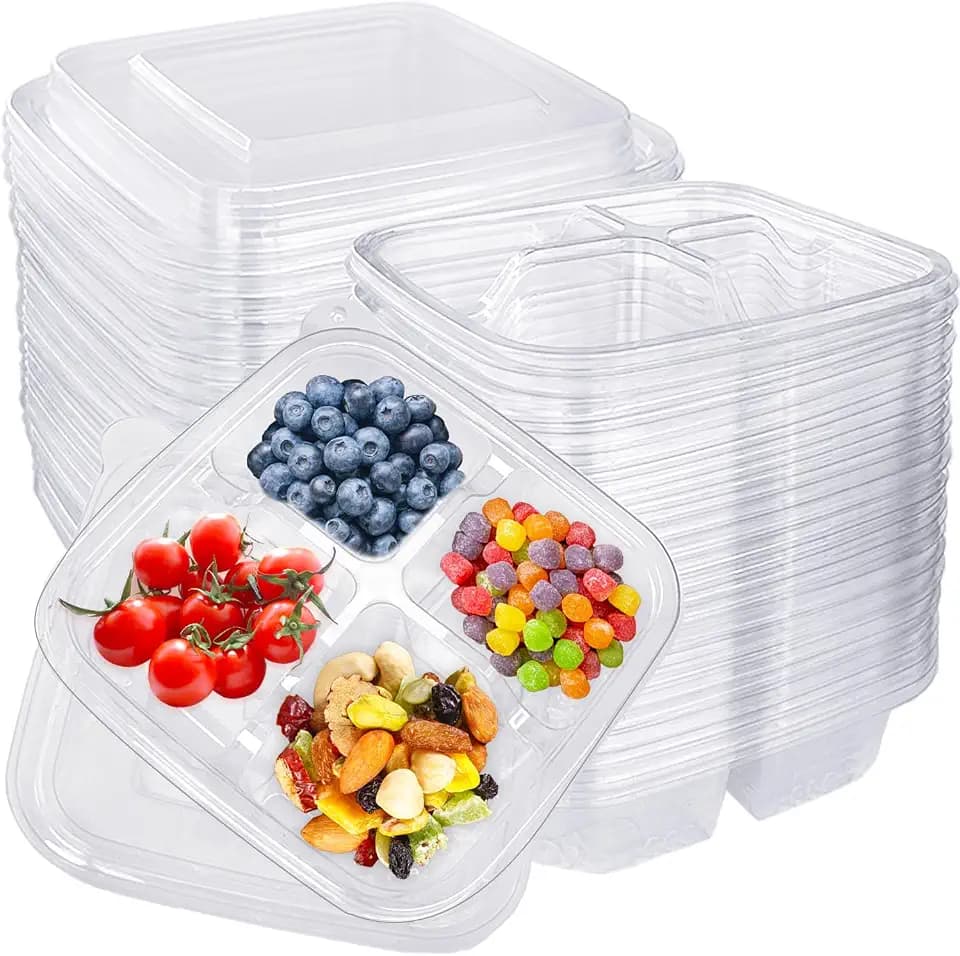 30 Pcs Bento Snack Containers,4 Compartment Meal Prep Lunch Containers