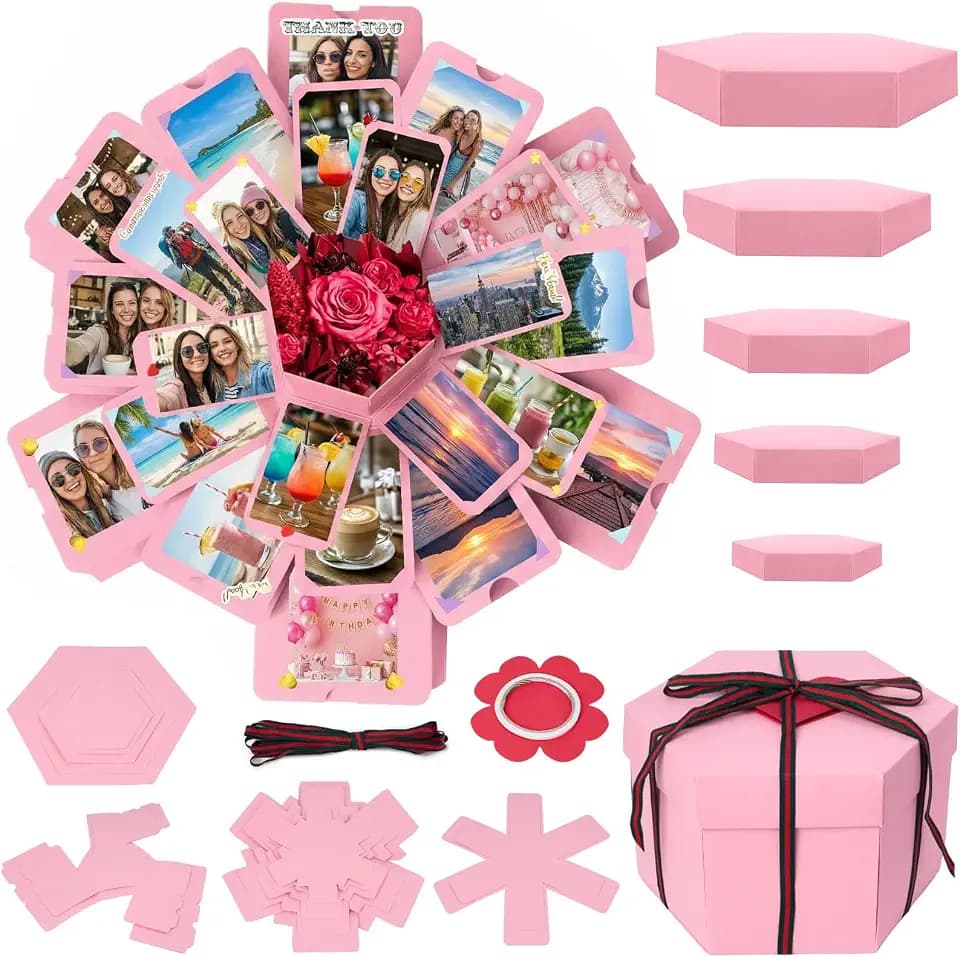 Koogel Pink Explosion Gift Box Photo Album with DIY Accessories