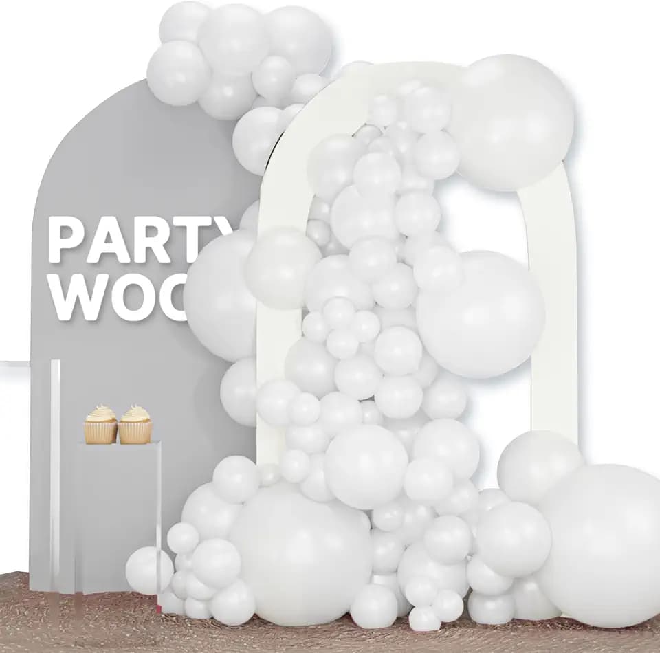 PartyWoo White Balloons 120pcs Matte White Latex Balloons Different Sizes