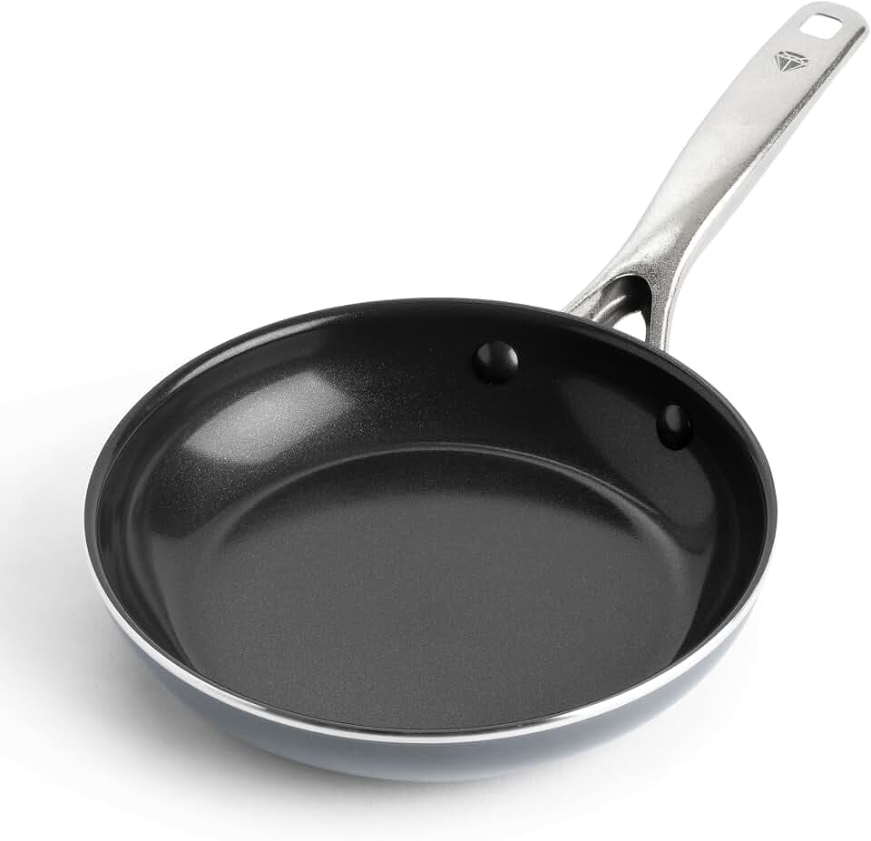 Blue Diamond 8" Diamond Infused Ceramic Nonstick Frying Pan Skillet, Gray