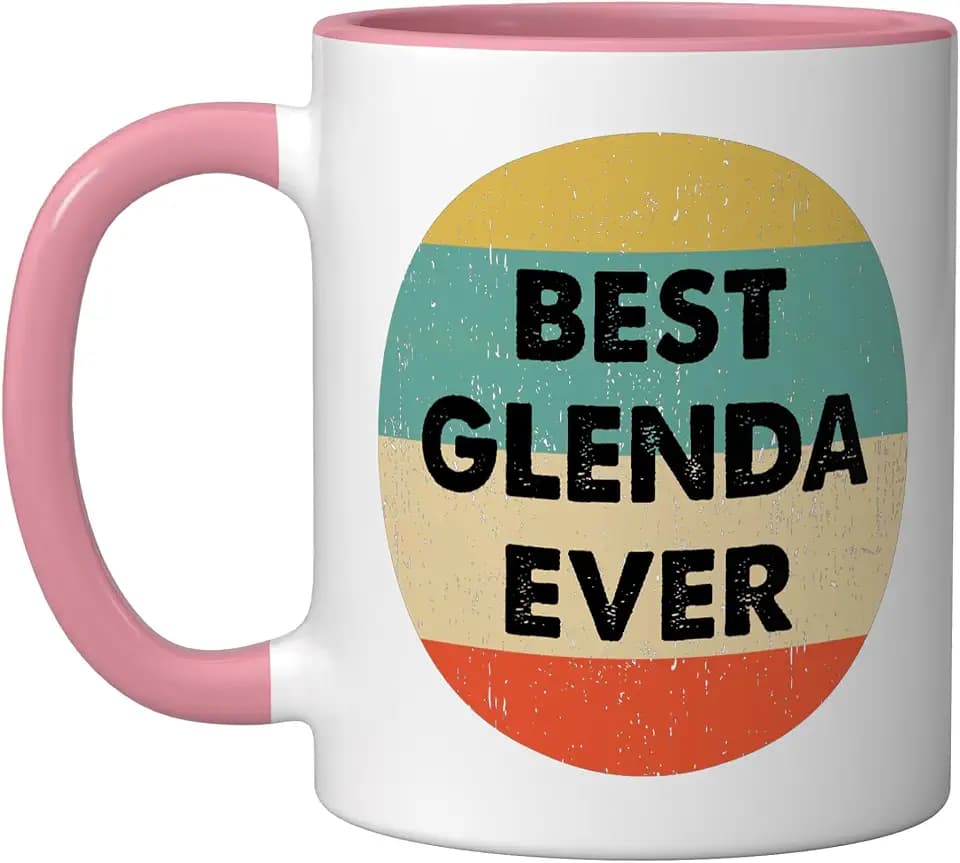 Glenda Name Ceramic Mug, Pink/White