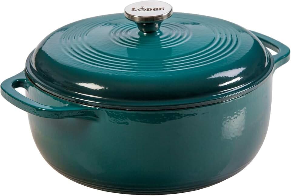 Lodge Essential Enamel Cast Iron Dutch Oven, 6 Quart, Lagoon