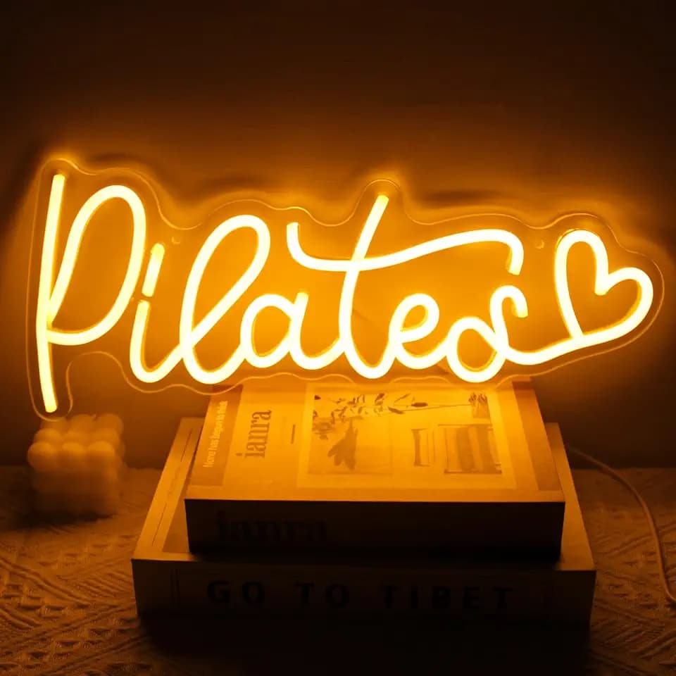 Pilates Neon Sign Yoga LED Neon Lights for Bedroom Gym Yoga Studio Decor