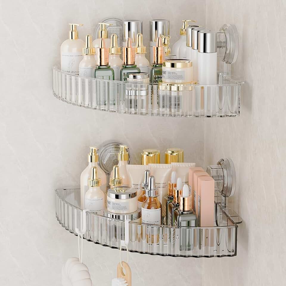 Adhesive Shower Caddy Suction Cup,Bathroom Organizers and Storage Shelves