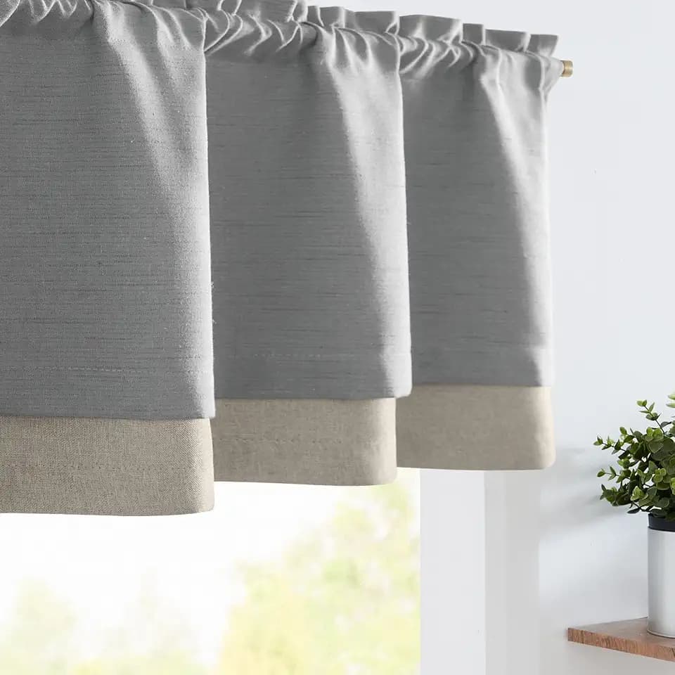 jinchan Linen Valance 18 Inch Farmhouse 1 Panel Grey